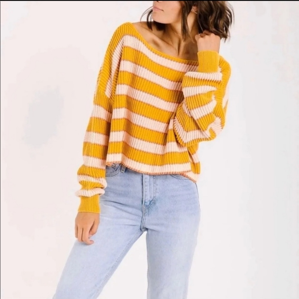 Free People Just My Stripe Sweater Size Medium